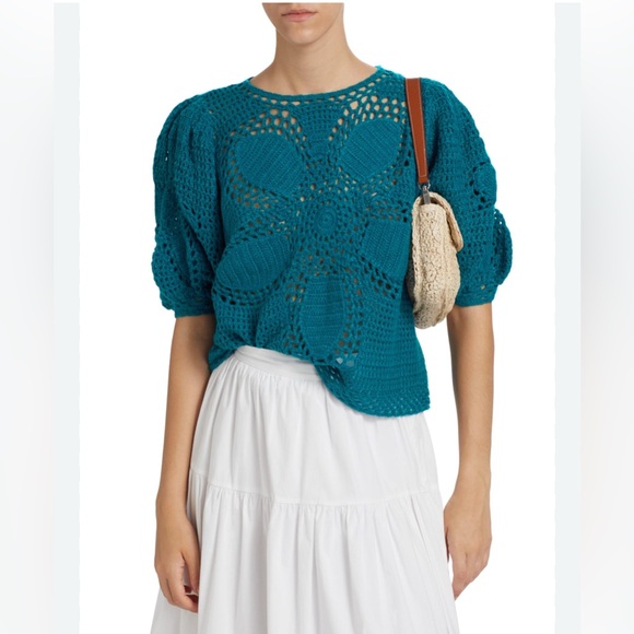 NWT FARM Rio Flower Draw Crochet Blouse - Picture 7 of 7